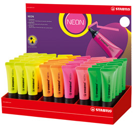 Evidenziatori neon - colori assortiti - stabilo - espositore 45 pezzi