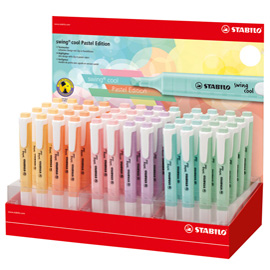 Evidenziatori swing cool pastel edition - colori assortiti - stabilo - espositore 48 pezzi