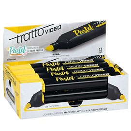 Evidenziatore tratto video pastel  - punta a scalpello - tratto da 1,0mm-5,0mm - giallo limone - tratto