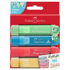 Evidenziatore textliner 46 - colori assortiti pastel - faber castell - astuccio 4 pezzi