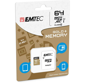 Emtec - micro sdxc class 10 gold + con adattatore - ecmsdm64gxc10gp - 64gb