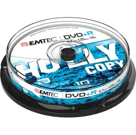 Emtec - dvd+r - registrabile, 4,7gb, 16x spindle - conf. 10 pz
