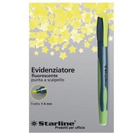 Evidenziatore a penna starline - punta scalpello - tratto da 1,0-4,0mm - giallo - starline