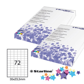 Etichetta adesiva - permanente - 35x23,5 mm - 72 etichette per foglio - bianco - starline - conf. 100 fogli a4