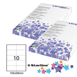 Etichetta adesiva - permanente - 105x59 mm - 10 etichette per foglio - bianco - starline - conf. 100 fogli a4