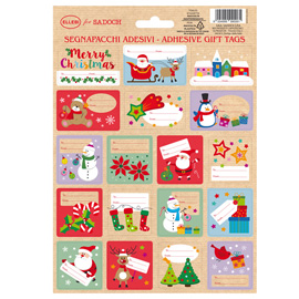 Foglio 18 segnapacchi adesivi - con stampa in oro - motivi natale - sadoch