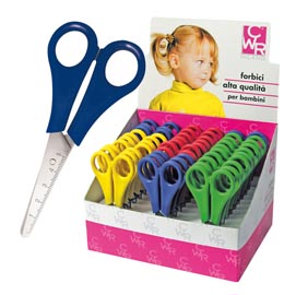 Forbici centimetrate - punta tonda - 14 cm - lama in acciaio inox - colori assortiti - cwr - conf. 30 pezzi