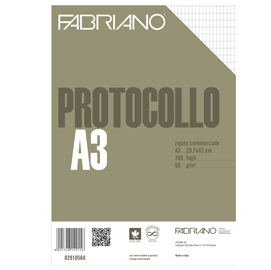 Fogli protocollo - a4 - quadretto commerciale - 200 fogli - 60 gr - fabriano