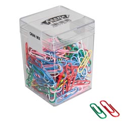 Fermagli colorati in scatola gran mix - plastificati (pvc) - 125 gr - colori e misure assortiti - molho leone