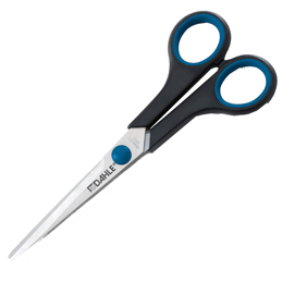 Forbici comfort grip -  impugnatura in gomma morbida - lama in acciaio inox - 18 cm - blu/grigio - dahle