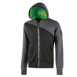 Felpa jupiter - con cappuccio - taglia m - grigio/verde - u-power