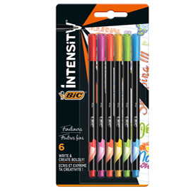 Fineliner intensity - punta 0,8 mm - tratto 0,4 mm - colori assortiti rainbow - bic - astuccio 6 pezzi