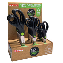 Forbice re-generation - green - misure assortite - nero - arda - display 12 pezzi