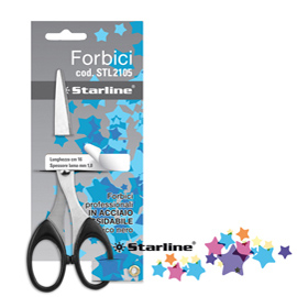 Forbici - 16 cm - lama in acciaio - impugnatura in abs - nero - starline