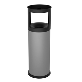 Gettacarte autoestinguente con posacenere - 25 l - diametro 25 cm - h 80 cm - acciaio - grigio - stilcasa