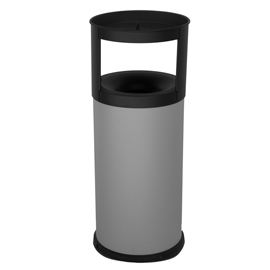 Gettacarte autoestinguente con posacenere - 40 l - diametro 31 cm - h 80 cm - acciaio - grigio - stilcasa