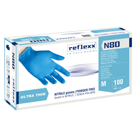 Guanti in nitrile n80b - ultrasottili - taglia m - azzurro - reflexx - conf. 100 pezzi