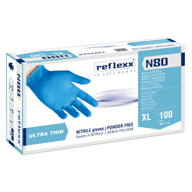 Guanti in nitrile n80b - ultrasottili - taglia xl - azzurro - reflexx - conf. 100 pezzi