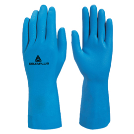 Guanti chimici ve440 - per acidi e industria alimentare - taglia 8/9 - lattice - blu - deltaplus