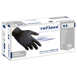 Guanti in lattice r44 - s/polvere - tg l - nero - reflexx - conf. 100 pezzi