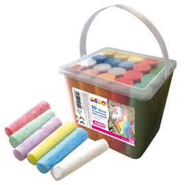 Gessi jumbo - 10 x 2,5 x 2,2 cm - colori assortiti - deco - secchiello 20 pezzi