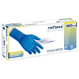 Guanti in nitrile n62 plus - senza polvere - taglia m - blu - reflexx - conf. 50 pezzi