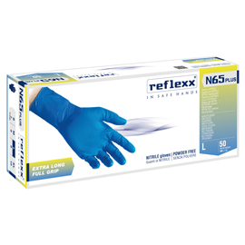 Guanti in nitrile n62 plus - senza polvere - taglia l - blu - reflexx - conf. 50 pezzi