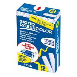 Gessetti robercolor - lunghezza 80mm con diametro 10mm - bianco - giotto - scatola 10 gessetti tondi