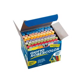 Gessetti robercolor - lunghezza 80mm con diametro 10mm - colorati - giotto - scatola 100 gessetti tondi