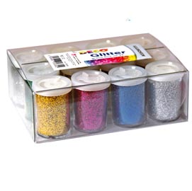Glitter flacone grana fine - 25ml - colori assortiti - cwr - conf.12 flaconi