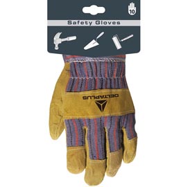 Guanti docker dc103 - pelle crosta di bovino - taglia 10 - beige/blu - deltaplus - blister