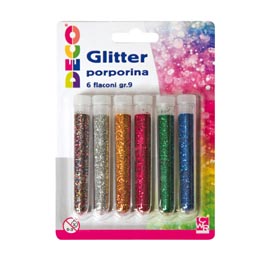 Glitter grana fine - 12ml - colori assortiti - cwr - blister 6 flaconi