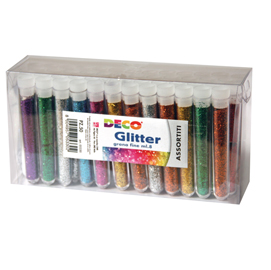 Glitter grana fine - 12ml - colori assortiti - cwr - blister 50 flaconi