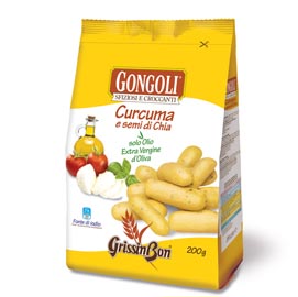 Gongoli - gusto curcuma e semi di chia - grissinbon - multipack 1,5kg