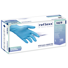Guanti in nitrile extra strong n69 - tg xl - azzurro - reflexx - conf. 100 pezzi
