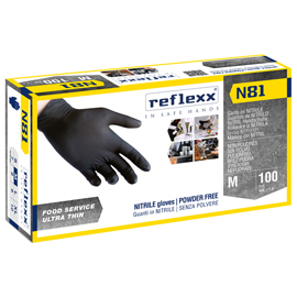 Guanti in nitrile n81 - tg xl - nero - reflexx - conf. 100 pezzi