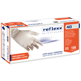Guanti in lattice r40 - c/polvere - tg l - bianco - reflexx - conf. 100 pezzi
