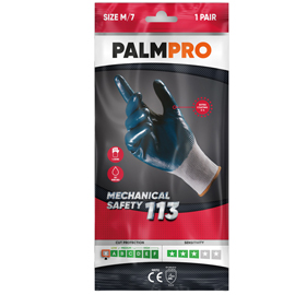 Guanti mechanical safety palmpro 113 - per ambienti oleosi - taglia xl - grigio/blu - icoguanti