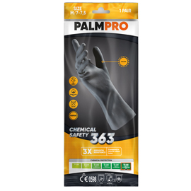 Guanti chemical safety palmpro 363 - taglia m - nitrile - nero - icoguanti
