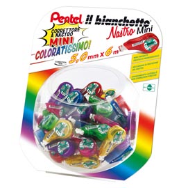 Il bianchetto - nastro 5 mm x 6 mt - colori assortiti - pentel - boccia 48 pezzi