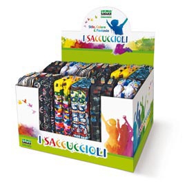 I saccuccioli 2 zip graffiti -  23x10x8cm - lebez - espositore 12 pezzi
