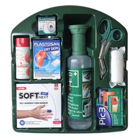 Kit di pronto soccorso k9 - 3 in1 (lavaggio oculare, ustioni, medicazioni) - 34x8x38 cm - verde - pvs