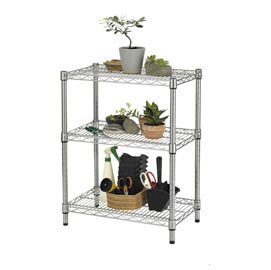 Kit scaffale archimede outdoor - 3 ripiani - acciaio zincato - 36x60x75 cm - cromato - serena group