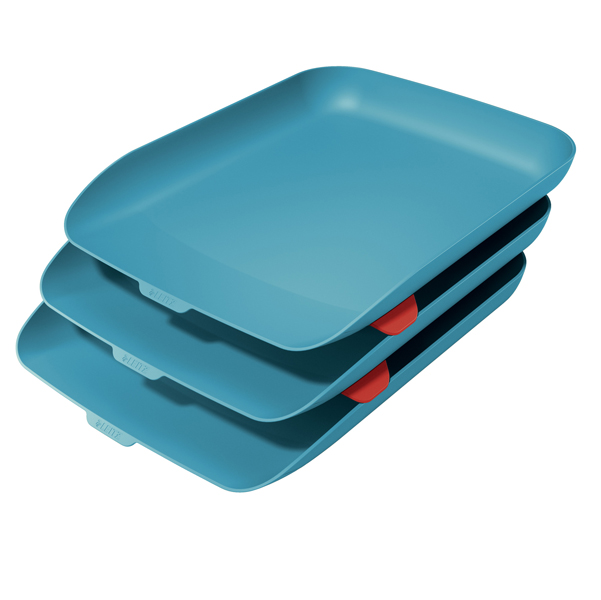 Kit tripla vaschetta portacorrispondenza cosy - blu - leitz