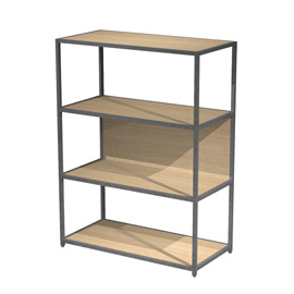 Libreria 4 ripiani modular - 90 x 44 x 122 cm - struttura metal antracite - rovere - artexport