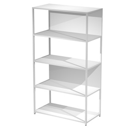 Libreria 5 ripiani modular - 90 x 44 x 161 cm - struttura metal bianco - bianco - artexport