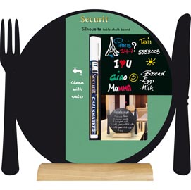 Lavagna da tavolo silhouette - 24x25 cm - forma piatto - nero - securit