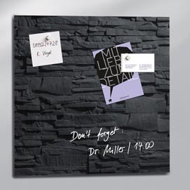 Lavagna magnetica in vetro artverum® - 480x480x15 mm - texture ardesia - sigel