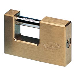 Lucchetto corazzato per saracinesca - ottone massiccio - 7,7x5x1,6cm - oro - metalplus