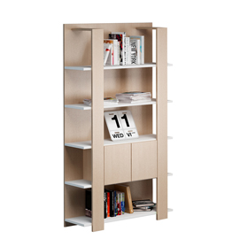 Libreria alta concept - 5 ripiani - 100x38,6x198 cm - bianco/rovere - artexport
